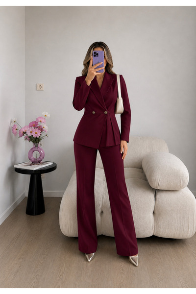 Ekim Store Front Pleated Jacket and Trousers Double Blazer Set