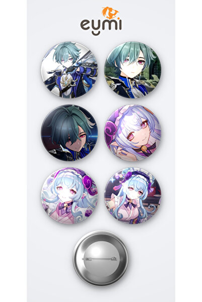 Eymi Design Genshin Impact Lohen Oyun ve Yumemizuki Mizuki Oyun 6'lı Metal Ro...