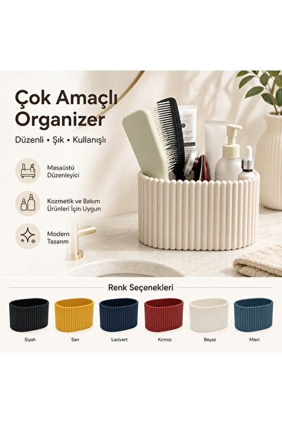 MYE TEKNOLOJİ Çok Amaçlı Masaüstü Organizer Kozmetik Makyaj Tarak Bakım Ürünl...