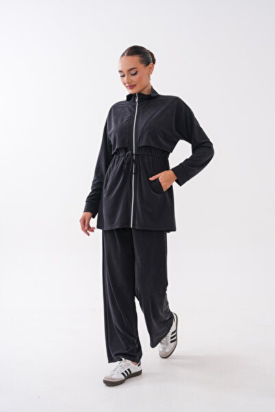 Mega Life Front Robali Pocketed Zippered Pique Modal Suit