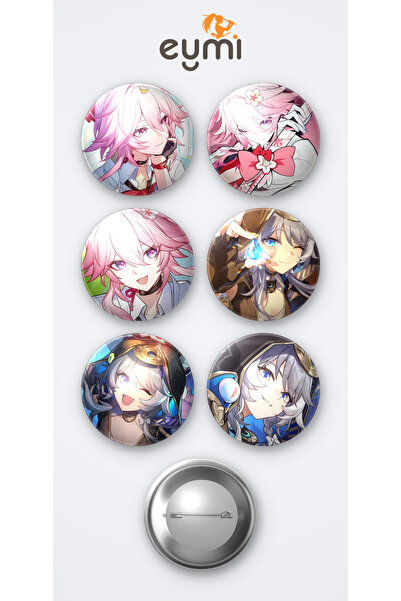 Eymi Design Honkai Star Rail Evanescia Oyun ve Cipher Oyun 6'lı Metal Rozet S...