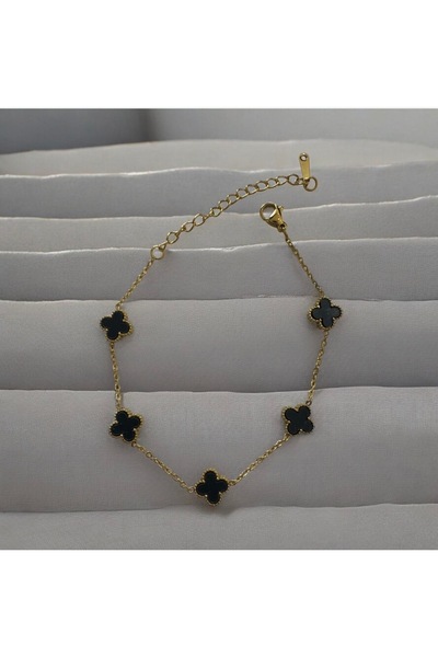 Aleda Steel White Minimal Clover Bracelet