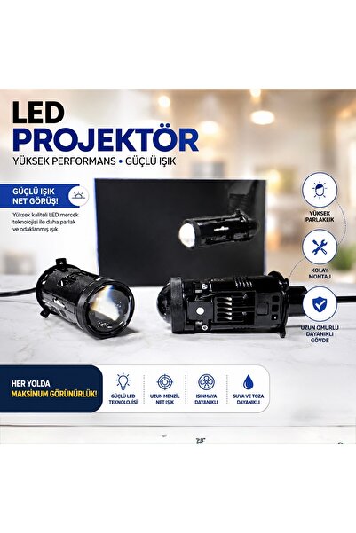 FORTİCO H4 mercekli 60W 23.000 Lümen PRIMPARAGON Mercekli LED Xenon Far Ampulü – Projektör Lens LED Far, Yüksek Performanslı Güçlü Beyaz Işık