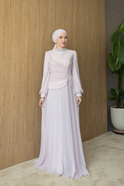 OZELİMMODA Verla Şifon Abiye | Pembe