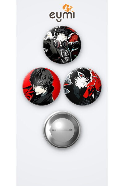 Eymi Design Persona 5 Oyunu Ren Amamiya 3'lü Metal Rozet Seti 58mm İğneli But...