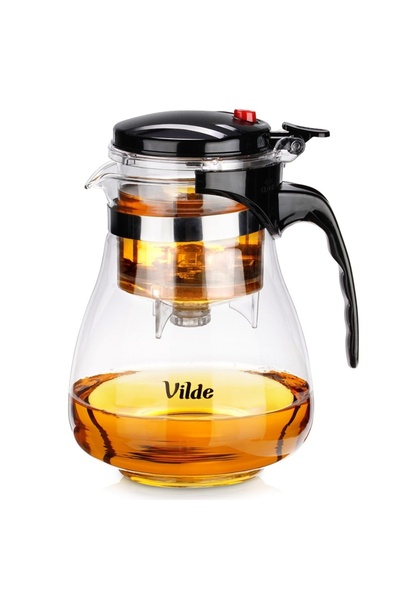 Vilde Carafă de sticlă de 1.65L cu infuzor cu declanșare pentru ceai de plant...