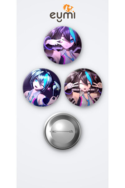 Eymi Design Ruko Yokune 3'lü Metal Rozet Seti 58mm İğneli Buton Çanta Yaka Ro...