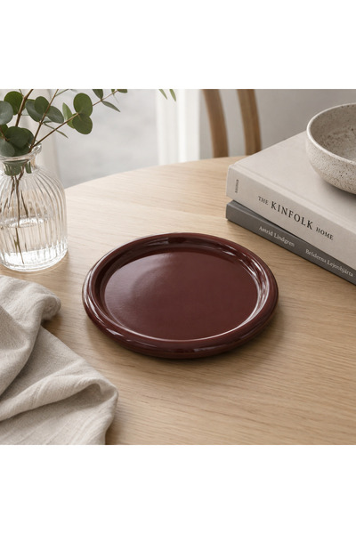 Beige & Stone Seramik Kahverengi Donut Kahvaltı Pasta Yemek ve Tatlı Servis T...
