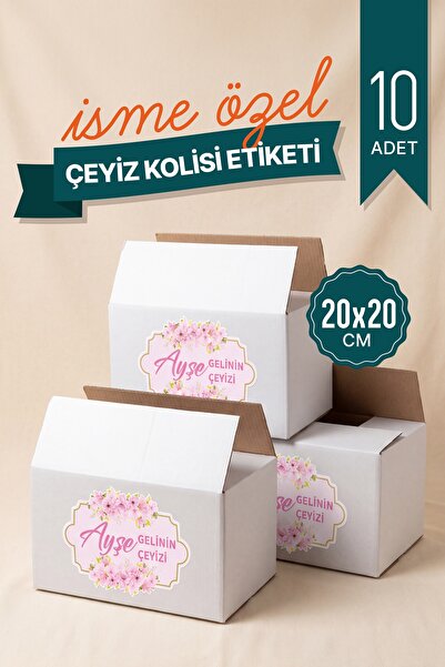 kartonya Kişiye Özel İsimli Çeyiz Kolisi Etiketi – 20x20 cm