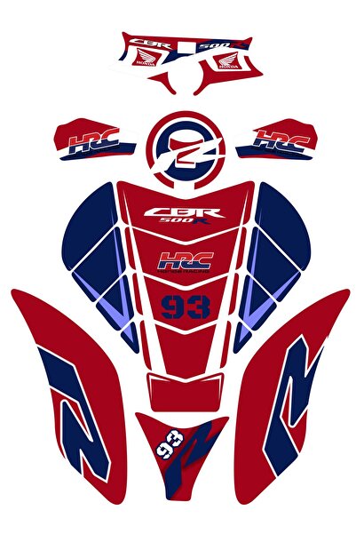 Honda Cbr 500RR Tank Pad Kırmızı Mavi Beyaz