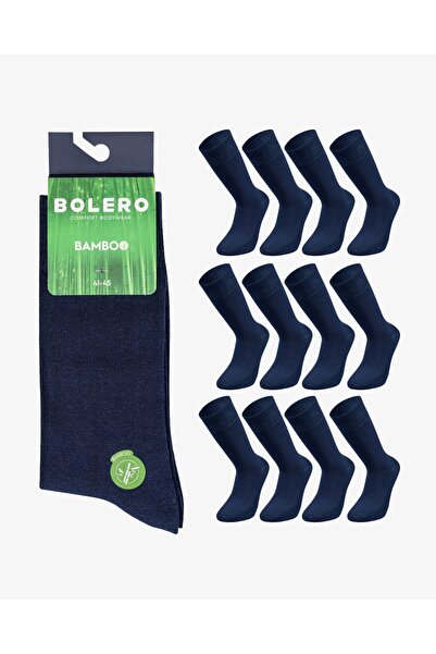 Bolero Men's Seamless 12-Piece Bamboo Socks Navy Blue