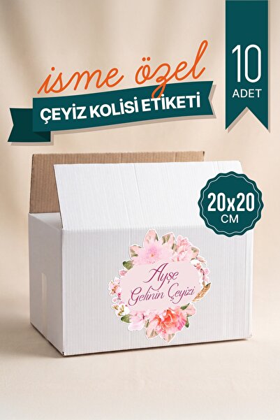 kartonya Kişiye Özel İsimli Çeyiz Kolisi Etiketi – 20x20 cm