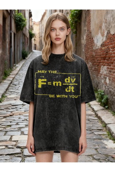 MSEF تي شيرت فضفاض للجنسين بمقاسات كبيرة من Physics Formula Meme، مصنوع من القطن