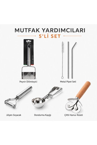 Zarif İnci Paslanmaz Çelik Mutfak Seti Dondurma Kaşıgı Hamur Ruleti Jülyen Pi...