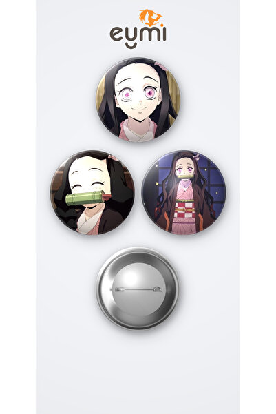 Eymi Design Demon Slayer ( İblis Keser ) Nezuko Kamado 3'lü Metal Rozet Seti ...