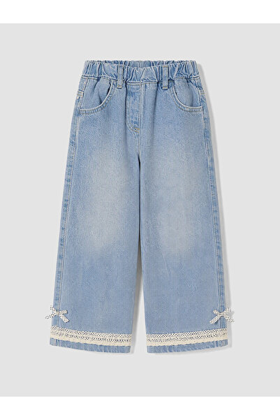 LC Waikiki Lcw Kids Lace Detailed Wideleg Girls' Jean Trousers