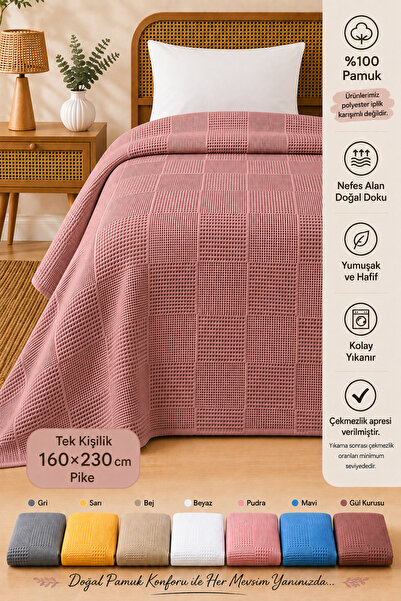 Dotamess 100% Cotton Square Patterned Pique Single Size 160X230 cm – Breathab...