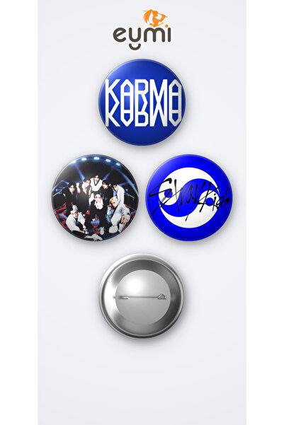 Eymi Design Stray Kids Karma Albüm 3'lü Metal Rozet Seti 58mm İğneli Buton Ça...