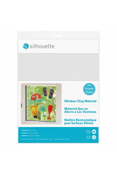 Silhouette Cam Üzeri Yapışkansız Tutunan Şeffaf Etiket Sticker (5 Adet)