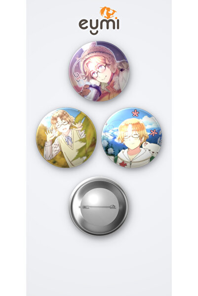 Eymi Design Hetalia Canada 3'lü Metal Rozet Seti 58mm İğneli Buton Çanta Yaka...