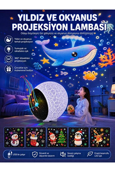 Shopfocus ÇOCUK ODASI BEBEK ODASI GECE LAMBASI HOPARLÖR BLUETOOTHLU YILDIZ VE...
