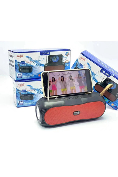 TOING Boxă Bluetooth stereo cu încărcare solară, USB, micro SD, radio, funcți...