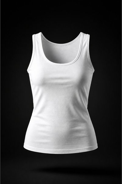 EastWest Trading Basic Cotton Elastane White Women's Sleeveless T-Shirt - Flexible Fit