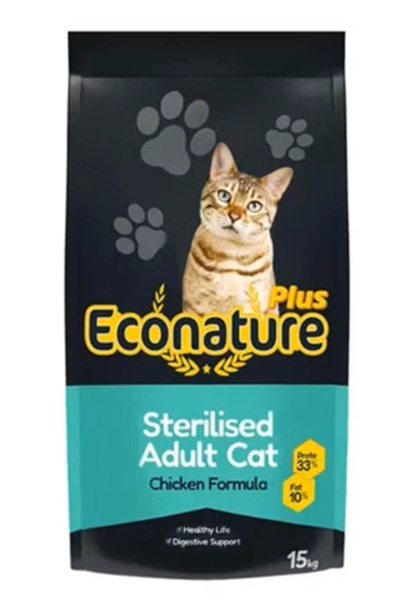 Econature Plus Kısırlaştırılmış Kuru Kedi Maması (Sterilised) Tavuk Etli 15 K...