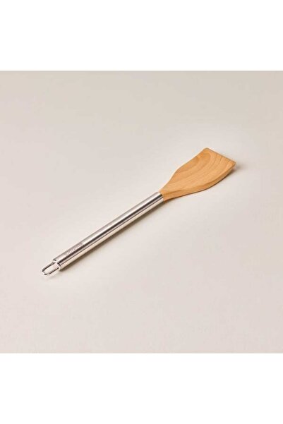 Evmoni Ahşap Metal Saplı Spatula - Açık Kahverengi