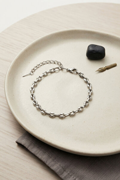 Generic Brand 316L Steel Silver Color Rolo Chain Model Men's Bracelet