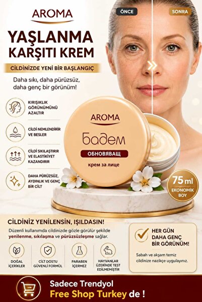 Aroma Yaşlanma Karşıtı Badem Özlü Doğal Krem