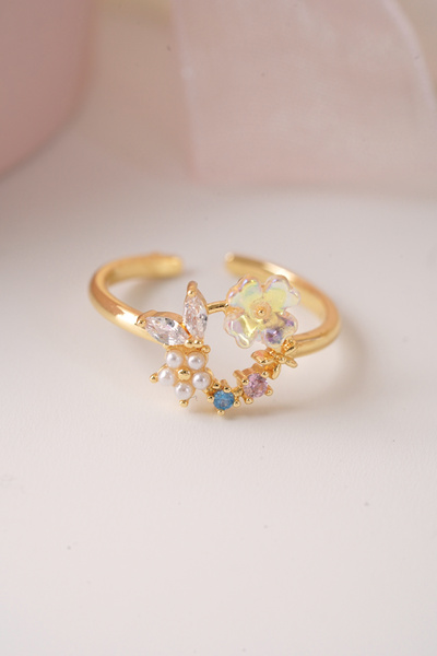 AŞIK ACCESSORIES Pretty Daisy Pearl Ring