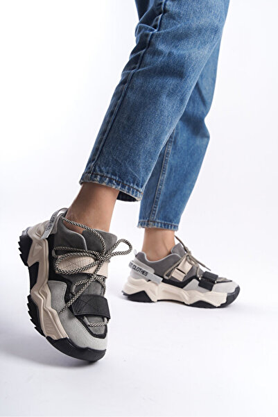 DELSOLERA Kadın Günlük Sneaker Şık Bağcıksız Rahat Yüksek Taban Spor Ayakkabı
