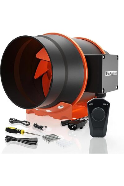 FanGoFast Adjustable Duct Fan 200 mm, 940 m³/h Inline Extractor Fan with EC M...