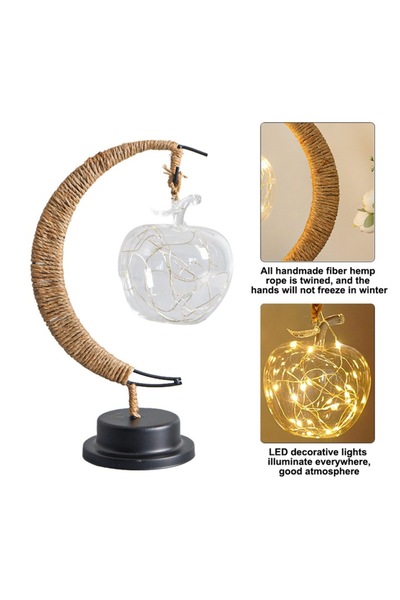 Generic Lampă de veghe decorativă, lampă lună, cadru din fier forjat, lumină ...