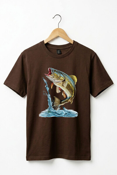 The Baski Fishing Hunting Fish Printed 100% Cotton Premium Black T-Shirt