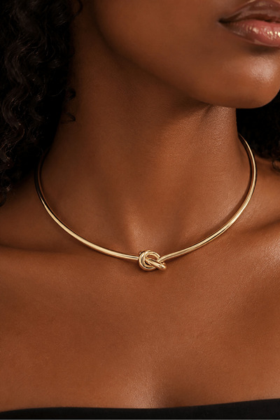 TAKIŞTIR Altın Renk Düğüm Detaylı Choker Kolye