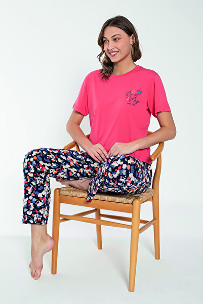 I BIZA Desenli Kısa Kollu Modal Kadın Pijama Takımı