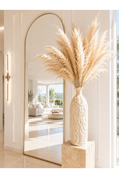 Lui Tasarım Vase Floor Vase Pampas, Artificial, Dried Flower Vase Leaf Patter...
