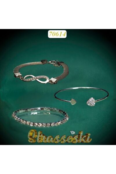 OEM Σετ 2 βραχιολιών Φ5.6 & Φ7 εκ. και ένα βραχιόλι 18+5 εκ. με ασημένιο άπει...