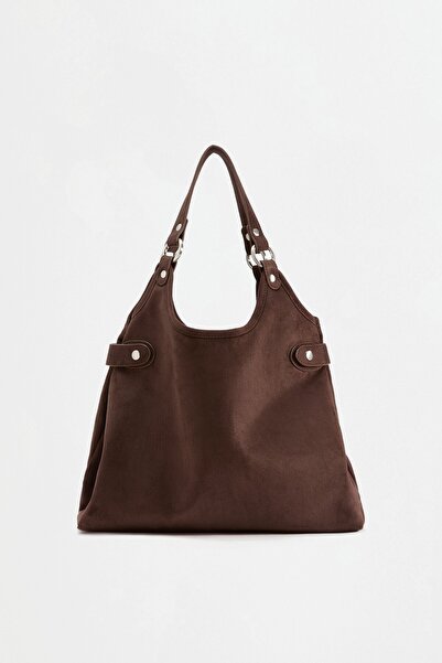 LEFTIES Halkalı suni süet shopper çanta