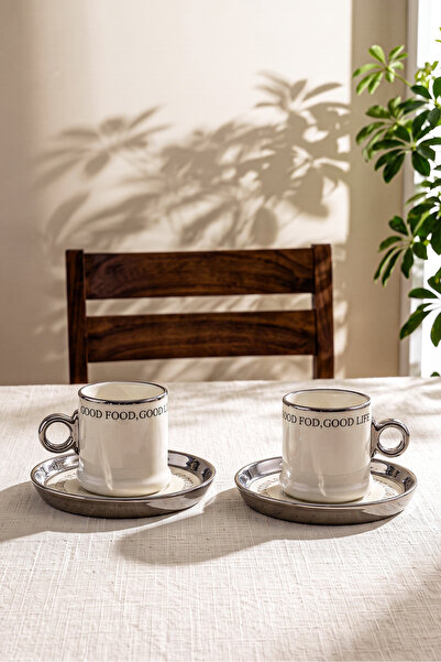 Perotti Motto Porcelain 4 Piece Coffee Cup Set for 2 People
