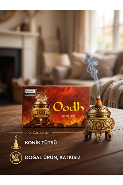 Darshan Oodh Öd Ağacı Kokulu Doğal Konik Tütsü - Mistik ve Odunsu Oda Kokusu
