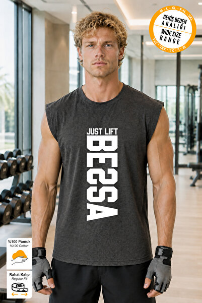 BESSA Smoked Just Lift Printed Sports Athlete T-Shirt Crew Neck Cotton Single...
