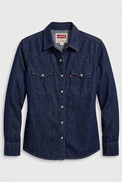 Levi's Памучна дамска дънкова риза в уестърн стил