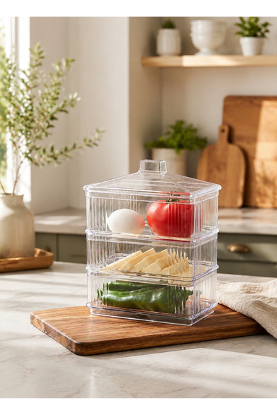 Cazoria Acrylic 3-Tier Rectangle Storage Container Set, Sugar and Breakfast O...