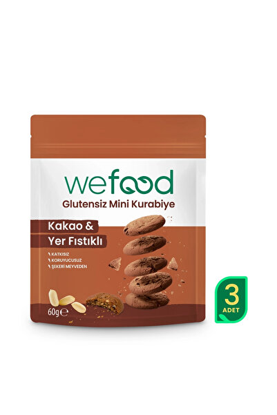 Wefood Glutensiz Mini Kurabiye Kakao & Yer Fıstıklı 60 g 3'lü