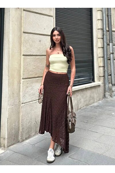 greymoda Fusta din dantelă căptușită cu croială asimetrică MARO pentru femei_GRY_003451