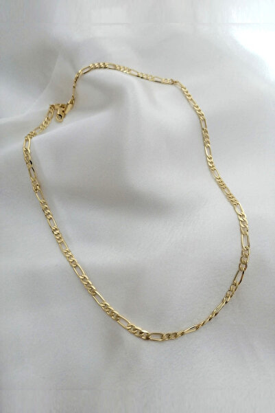 Vibalis Gold Figaro Zincir Şık 14K Kararmaz Unisex Kolye