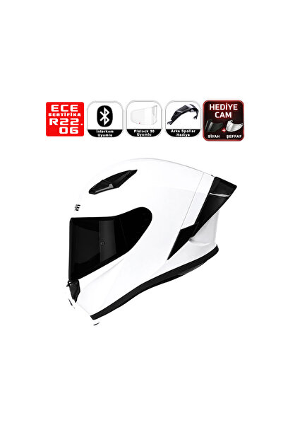 Yohe 988 Motorsiklet Kaskı Shiny White Pearl